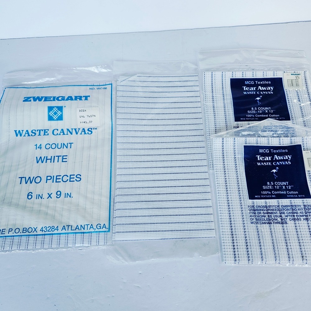 Vintage Zweigart & MCG Textiles Waste Canvas Bundle Embroidery Cross Stitch Lot